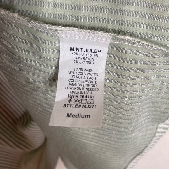 Mint Julep Oversized Short Sleeve Top Medium Green White Striped Boxy - Picture 3 of 6